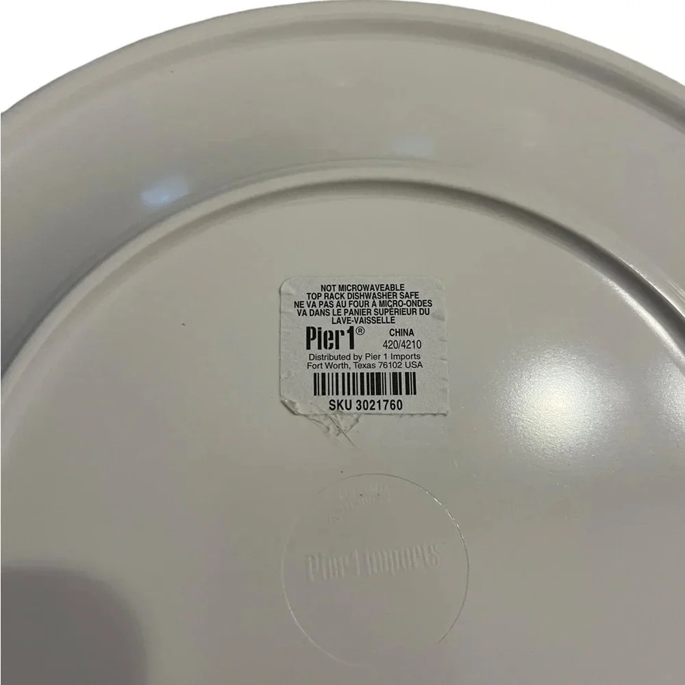 Pier 1 Melamine 2 Dinner Plates And 2 Salad Plates (4 Total) Floral Green & Blue